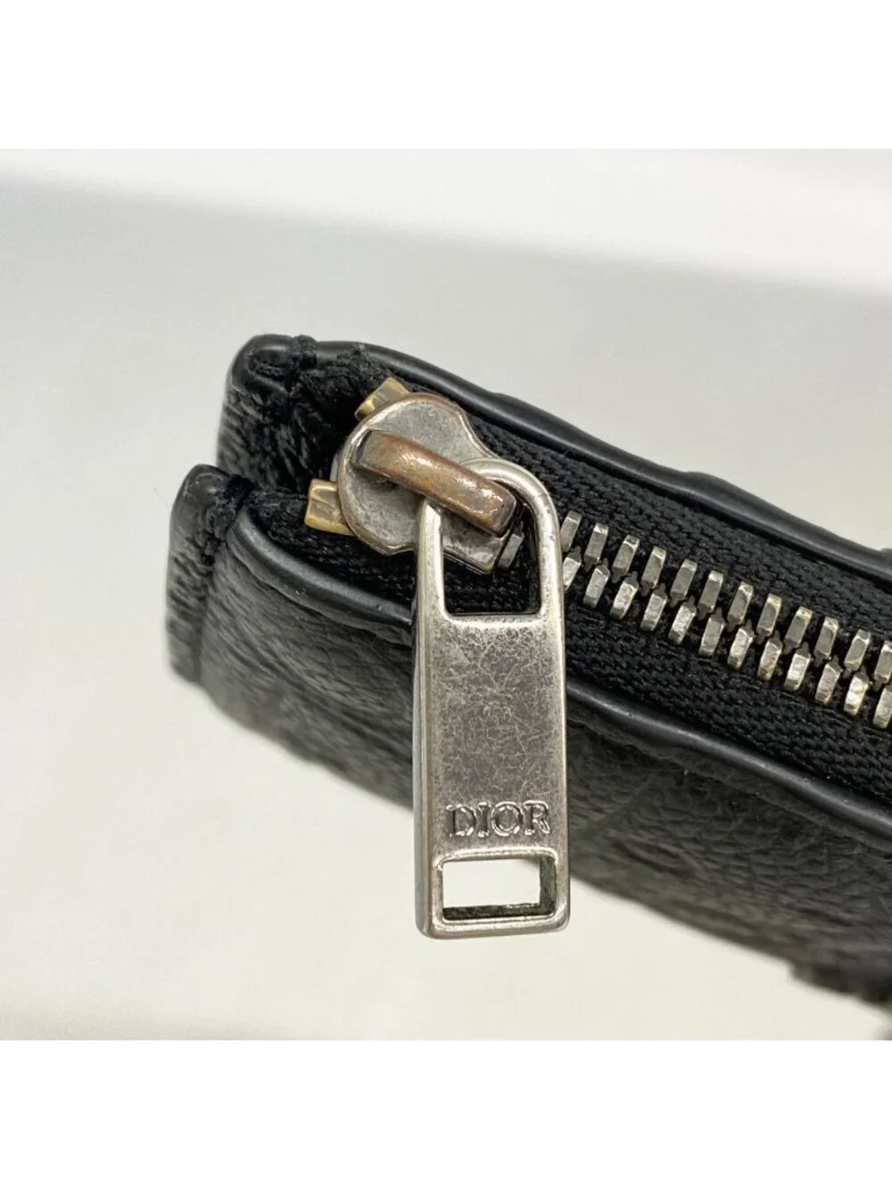 Dior Coin Purse Leather Black Silver
